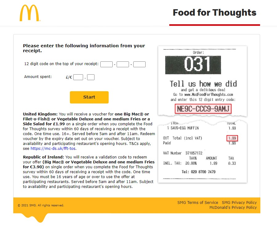 How to Take the McDFoodforThoughts Customer Survey